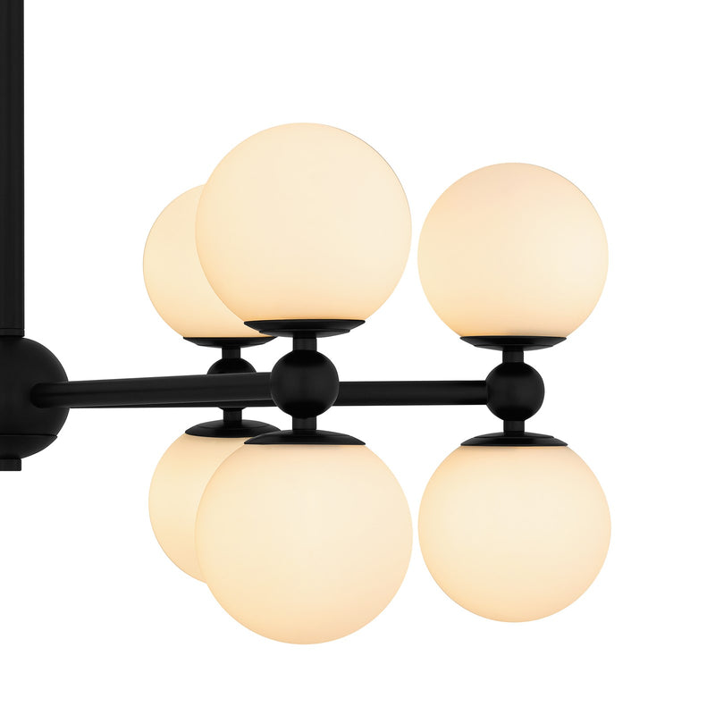Quoizel Elser 31in 12-Light Chandelier | Modern Matte Black and Opal Etched Glass | Dining Room & Foyer | 31 x 31 x 18 in | Model PCELS5031MBK