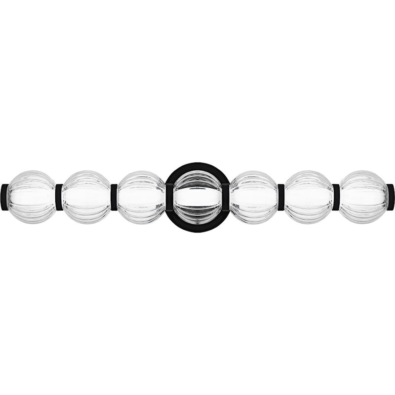Quoizel Elway LED 25" Bath Light, Matte Black/Clear Ribbed Glass - PCELW8525MBK