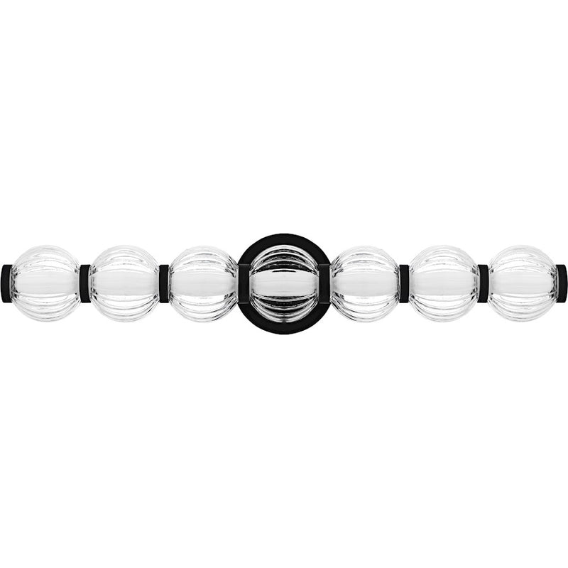 Quoizel Elway LED 25" Bath Light, Matte Black/Clear Ribbed Glass