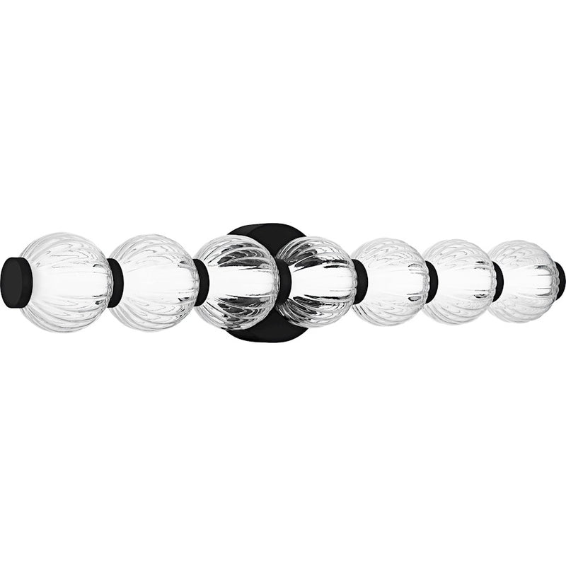 Quoizel Elway LED 25" Bath Light, Matte Black/Clear Ribbed Glass