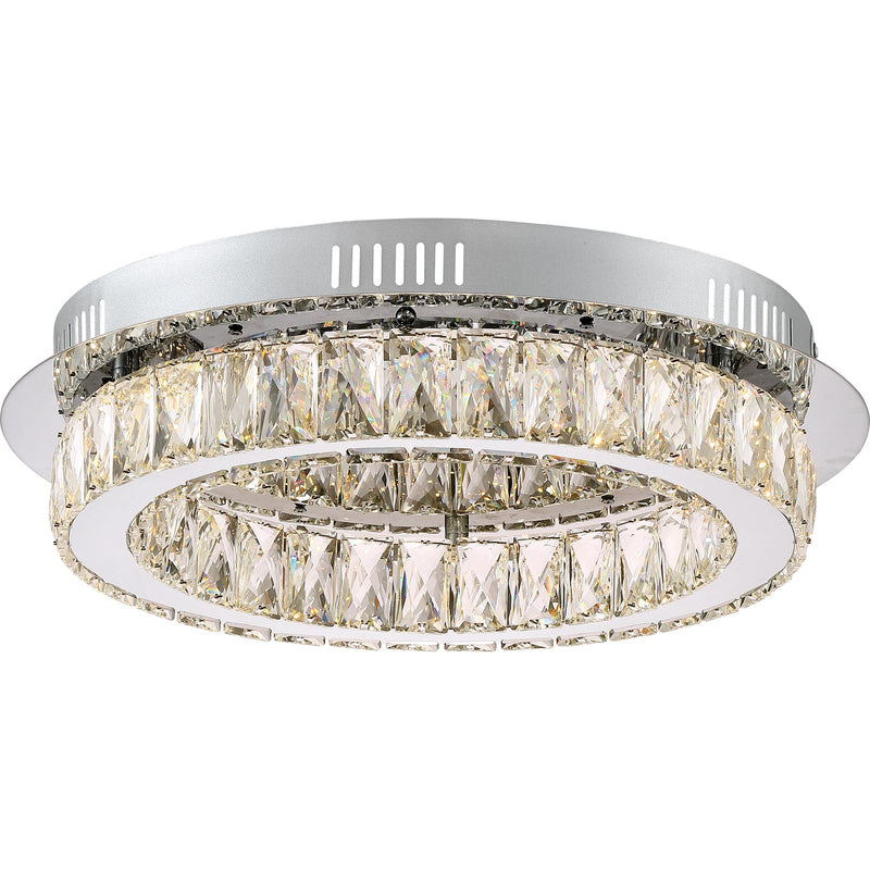 Quoizel Embrace 18in Crystal Glass Flush Mount | Polished Chrome and Clear Crystal Glass | Bedroom & Hallway Ceiling Light | Model PCEM1619C
