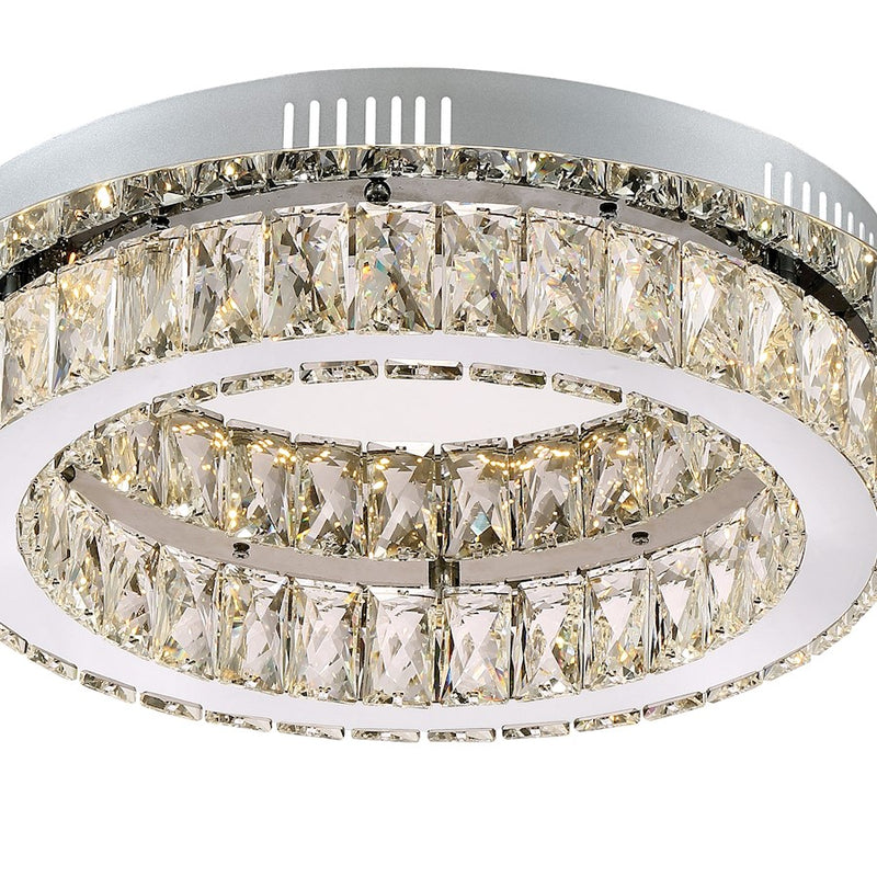 Quoizel Embrace 18in Crystal Glass Flush Mount | Polished Chrome and Clear Crystal Glass | Bedroom & Hallway Ceiling Light | Model PCEM1619C