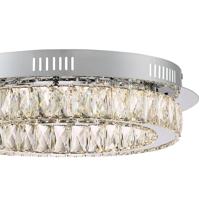 Quoizel Embrace 18in Crystal Glass Flush Mount | Polished Chrome and Clear Crystal Glass | Bedroom & Hallway Ceiling Light | Model PCEM1619C