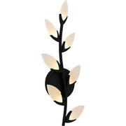 Quoizel Flores 21in LED Wall Sconce | Matte Black and Etched Acrylic | Bedroom & Hallway Accent Light | 8.75 x 2.5 x 20.5 in | Model PCFLR8708MBK