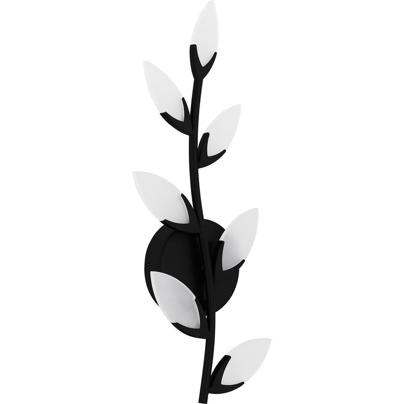 Quoizel Flores 21in LED Wall Sconce | Matte Black and Etched Acrylic | Bedroom & Hallway Accent Light | 8.75 x 2.5 x 20.5 in | Model PCFLR8708MBK