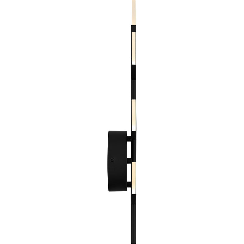 Quoizel Flores 21in LED Wall Sconce | Matte Black and Etched Acrylic | Bedroom & Hallway Accent Light | 8.75 x 2.5 x 20.5 in | Model PCFLR8708MBK