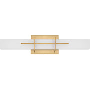 Quoizel Gemini 23in LED Vanity Light | Modern Aged Brass and Opal Etched Glass | Bathroom Vanity & Powder Room | Model PCGI8523AB
