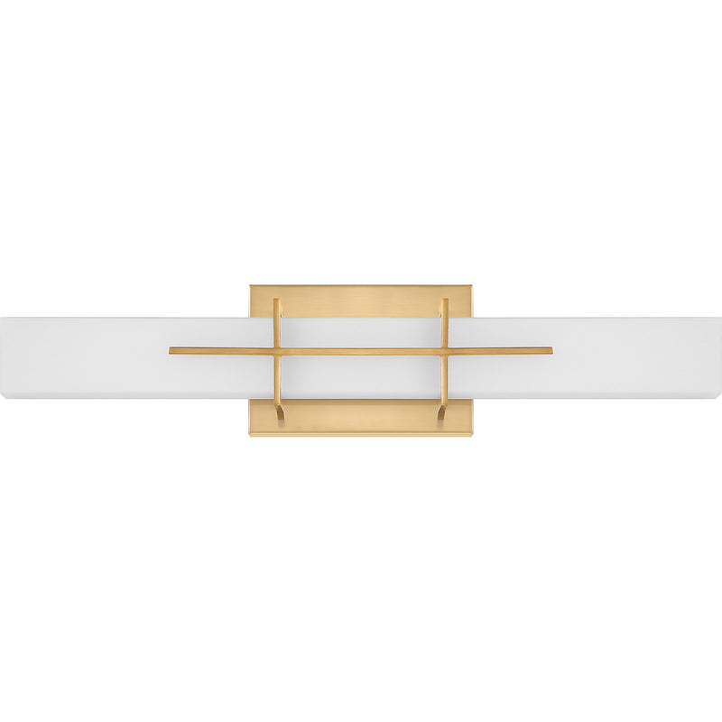 Quoizel Gemini 23in LED Vanity Light | Modern Aged Brass and Opal Etched Glass | Bathroom Vanity & Powder Room | Model PCGI8523AB