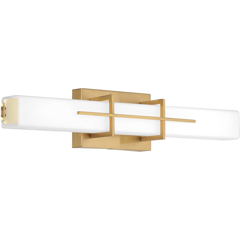 Quoizel Gemini 23in LED Vanity Light | Modern Aged Brass and Opal Etched Glass | Bathroom Vanity & Powder Room | Model PCGI8523AB