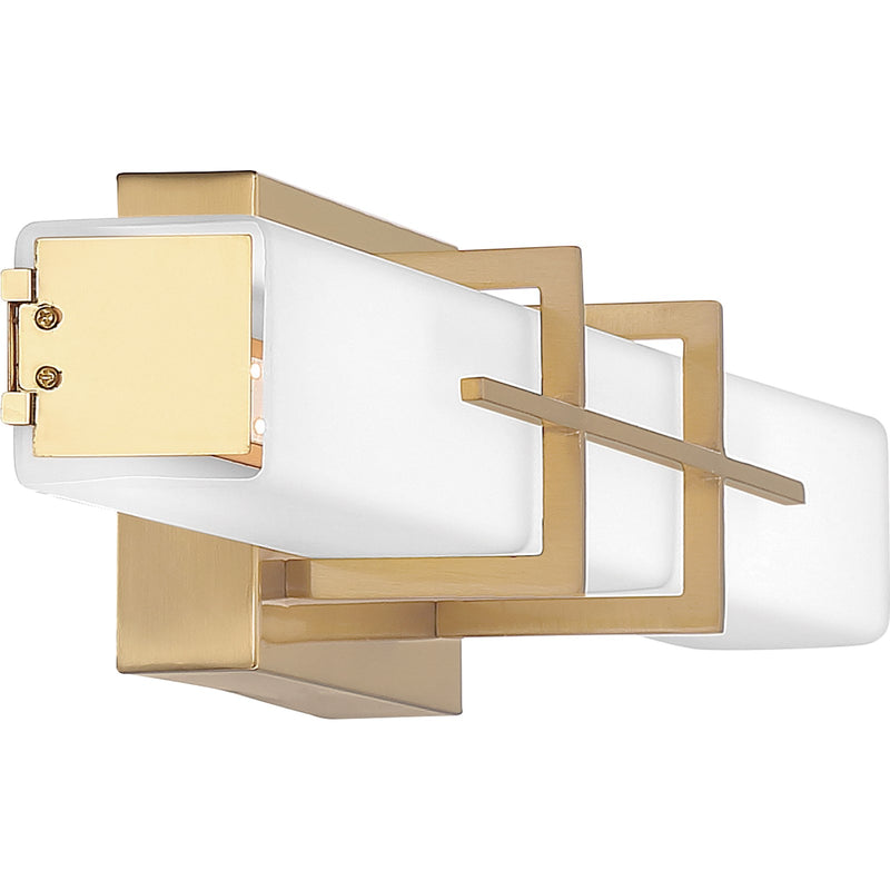 Quoizel Gemini 23in LED Vanity Light | Modern Aged Brass and Opal Etched Glass | Bathroom Vanity & Powder Room | Model PCGI8523AB