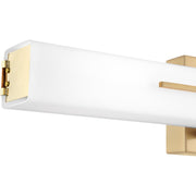 Quoizel Gemini 28in LED Vanity Light | Modern Aged Brass and Opal Etched Glass | Bathroom Vanity & Powder Room | Model PCGI8528AB