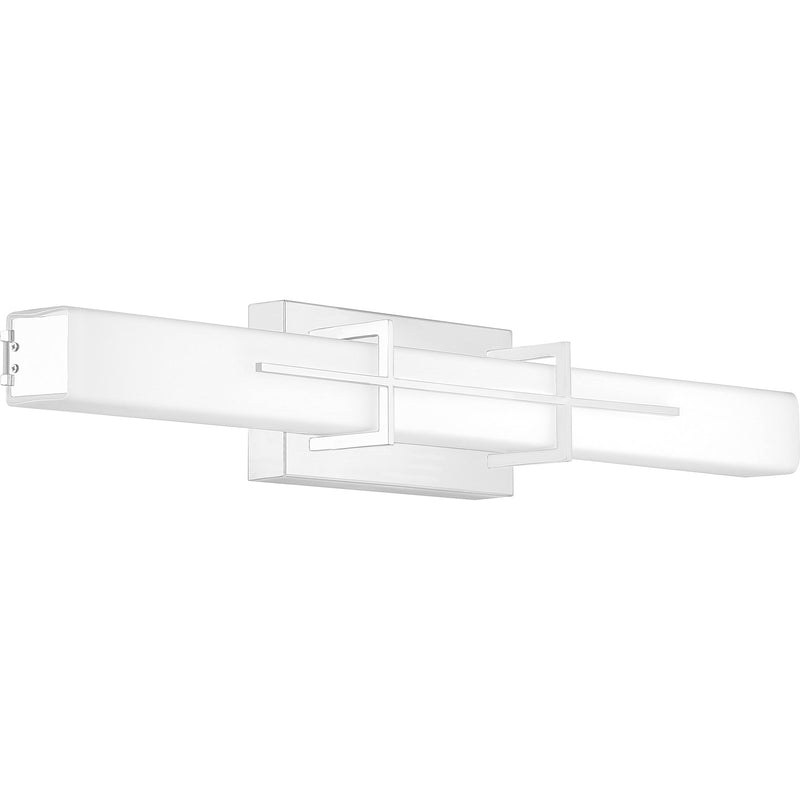 Quoizel Gemini 28in 1-Light Vanity Light | Modern Polished Chrome and Opal Etched Glass | Bathroom Vanity | 28.25 x 4.25 x 4.75 in | Model PCGI8528C