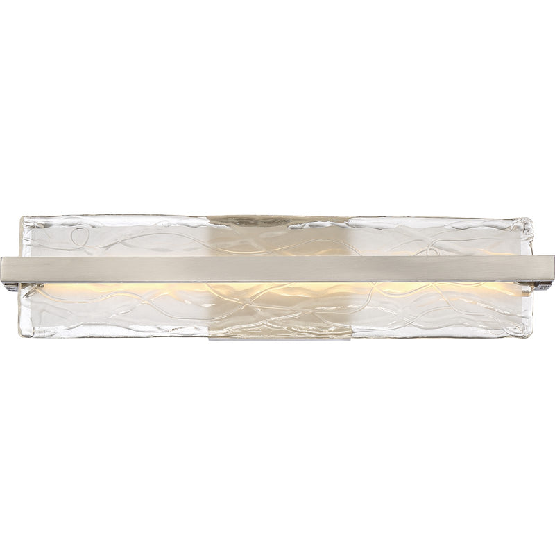Quoizel Glacial 22in 1-Light Vanity Light | Modern Brushed Nickel and Clear Textured Glass | Bathroom Vanity | 22 x 4.75 x 5 in | Model PCGL8522BN