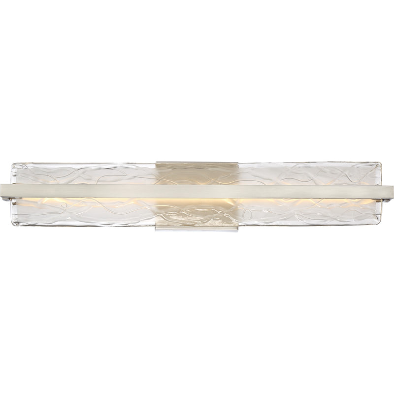 Quoizel Glacial 30in 1-Light Vanity Light | Modern Brushed Nickel and Clear Textured Glass | Bathroom Vanity | 30 x 4.75 x 5.5 in | Model PCGL8530BN