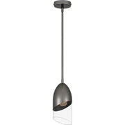 Quoizel Haynes 5in 1-Light Mini Pendant | Modern Black Chrome and Clear Glass | Kitchen Island & Dining Room | 5 x 5 x 11.75 in | Model PCHAY1505BCH
