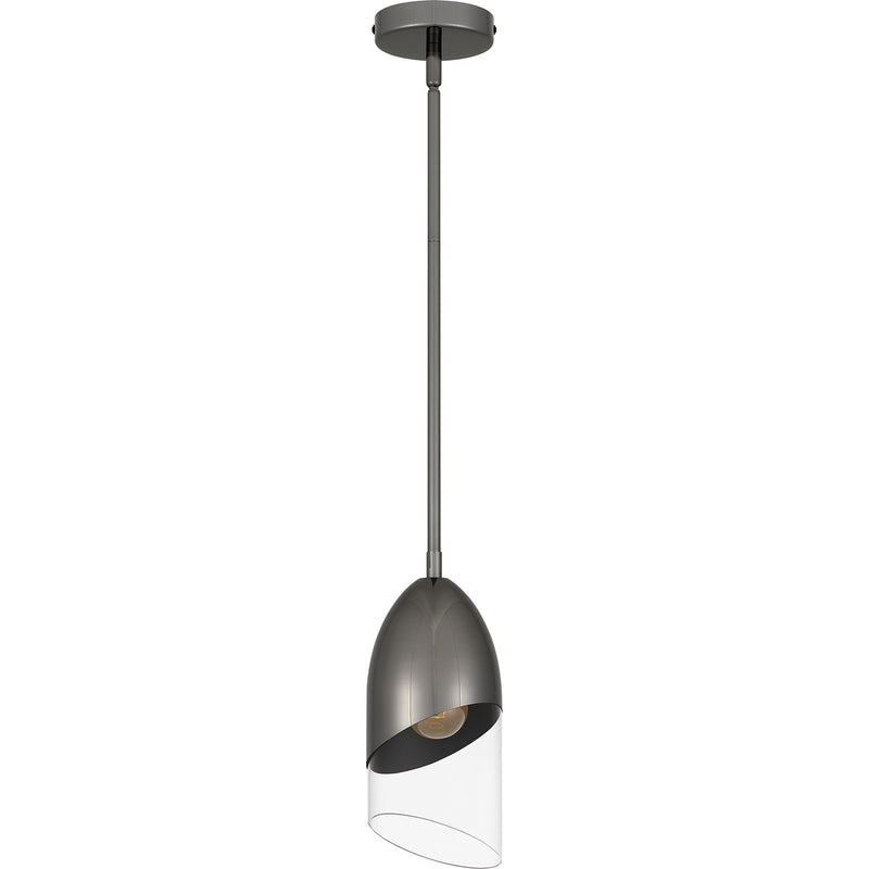 Quoizel Haynes 5in 1-Light Mini Pendant | Modern Black Chrome and Clear Glass | Kitchen Island & Dining Room | 5 x 5 x 11.75 in | Model PCHAY1505BCH