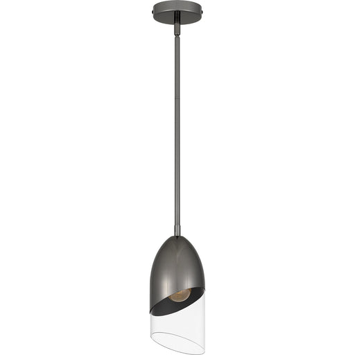 Quoizel Haynes 5in 1-Light Mini Pendant | Modern Black Chrome and Clear Glass | Kitchen Island & Dining Room | 5 x 5 x 11.75 in | Model PCHAY1505BCH