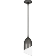 Quoizel Haynes 5in 1-Light Mini Pendant | Modern Black Chrome and Clear Glass | Kitchen Island & Dining Room | 5 x 5 x 11.75 in | Model PCHAY1505BCH