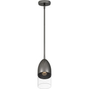 Quoizel Haynes 5in 1-Light Mini Pendant | Modern Black Chrome and Clear Glass | Kitchen Island & Dining Room | 5 x 5 x 11.75 in | Model PCHAY1505BCH
