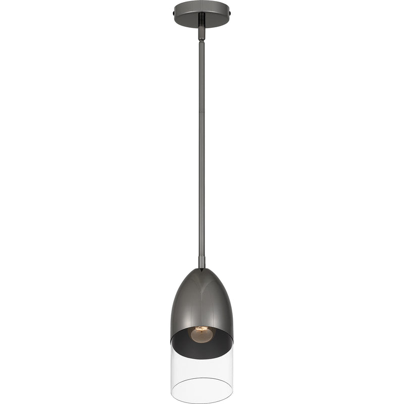 Quoizel Haynes 5in 1-Light Mini Pendant | Modern Black Chrome and Clear Glass | Kitchen Island & Dining Room | 5 x 5 x 11.75 in | Model PCHAY1505BCH