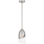 Quoizel Haynes 5in 1-Light Mini Pendant | Modern Brushed Nickel and Clear Glass | Kitchen Island & Dining Room | 5 x 5 x 11.75 in | Model PCHAY1505BN