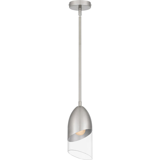 Quoizel Haynes 5in 1-Light Mini Pendant | Modern Brushed Nickel and Clear Glass | Kitchen Island & Dining Room | 5 x 5 x 11.75 in | Model PCHAY1505BN