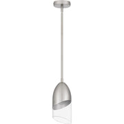 Quoizel Haynes 5in 1-Light Mini Pendant | Modern Brushed Nickel and Clear Glass | Kitchen Island & Dining Room | 5 x 5 x 11.75 in | Model PCHAY1505BN