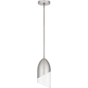 Quoizel Haynes 5in 1-Light Mini Pendant | Modern Brushed Nickel and Clear Glass | Kitchen Island & Dining Room | 5 x 5 x 11.75 in | Model PCHAY1505BN