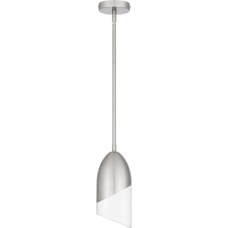 Quoizel Haynes 5in 1-Light Mini Pendant | Modern Brushed Nickel and Clear Glass | Kitchen Island & Dining Room | 5 x 5 x 11.75 in | Model PCHAY1505BN
