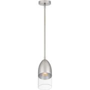 Quoizel Haynes 5in 1-Light Mini Pendant | Modern Brushed Nickel and Clear Glass | Kitchen Island & Dining Room | 5 x 5 x 11.75 in | Model PCHAY1505BN