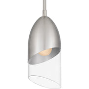 Quoizel Haynes 5in 1-Light Mini Pendant | Modern Brushed Nickel and Clear Glass | Kitchen Island & Dining Room | 5 x 5 x 11.75 in | Model PCHAY1505BN
