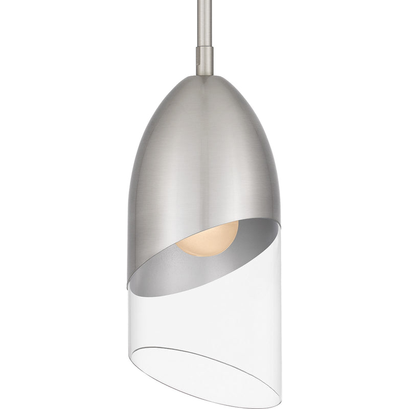Quoizel Haynes 5in 1-Light Mini Pendant | Modern Brushed Nickel and Clear Glass | Kitchen Island & Dining Room | 5 x 5 x 11.75 in | Model PCHAY1505BN
