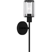 Quoizel Isla 5in 1-Light Wall Sconce | Modern Matte Black and Clear Crystal Glass | Bedroom & Vanity | 5.5 x 4.75 x 17 in | Model PCILA8605MBK