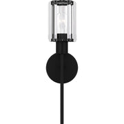 Quoizel Isla 5in 1-Light Wall Sconce | Modern Matte Black and Clear Crystal Glass | Bedroom & Vanity | 5.5 x 4.75 x 17 in | Model PCILA8605MBK