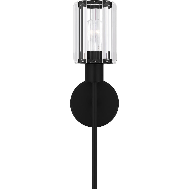 Quoizel Isla 5in 1-Light Wall Sconce | Modern Matte Black and Clear Crystal Glass | Bedroom & Vanity | 5.5 x 4.75 x 17 in | Model PCILA8605MBK