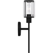 Quoizel Isla 5in 1-Light Wall Sconce | Modern Matte Black and Clear Crystal Glass | Bedroom & Vanity | 5.5 x 4.75 x 17 in | Model PCILA8605MBK