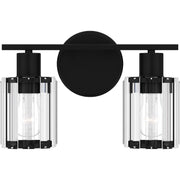 Quoizel Isla 12.5in 2-Light Vanity Light | Modern Matte Black and Clear Crystal Glass | Bathroom Vanity | 12.5 x 5.5 x 8 in | Model PCILA8612MBK