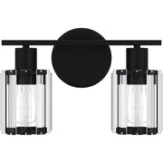 Quoizel Isla 12.5in 2-Light Vanity Light | Modern Matte Black and Clear Crystal Glass | Bathroom Vanity | 12.5 x 5.5 x 8 in | Model PCILA8612MBK