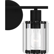 Quoizel Isla 12.5in 2-Light Vanity Light | Modern Matte Black and Clear Crystal Glass | Bathroom Vanity | 12.5 x 5.5 x 8 in | Model PCILA8612MBK