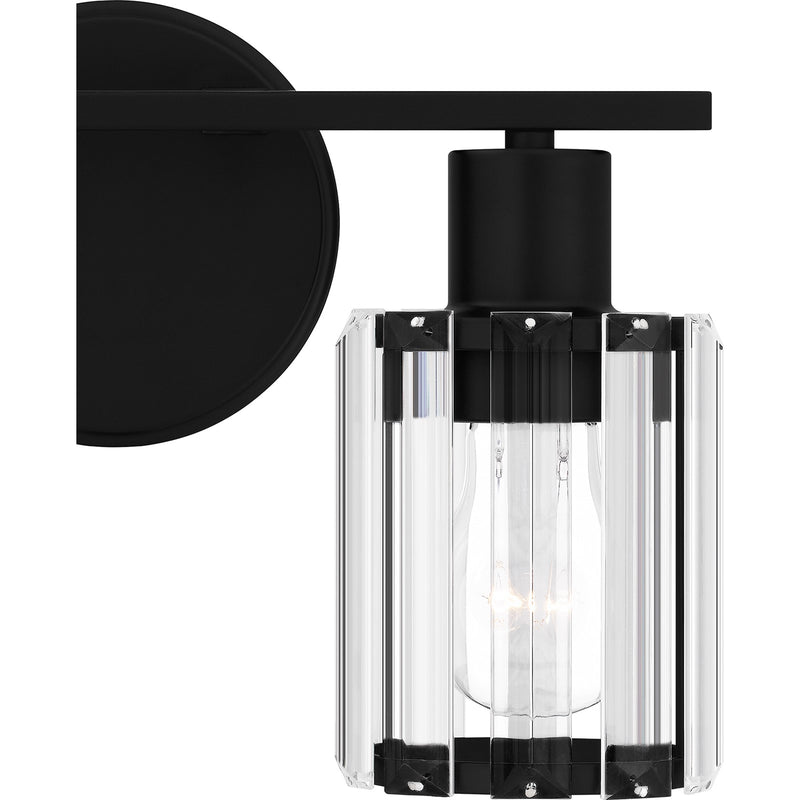 Quoizel Isla 12.5in 2-Light Vanity Light | Modern Matte Black and Clear Crystal Glass | Bathroom Vanity | 12.5 x 5.5 x 8 in | Model PCILA8612MBK