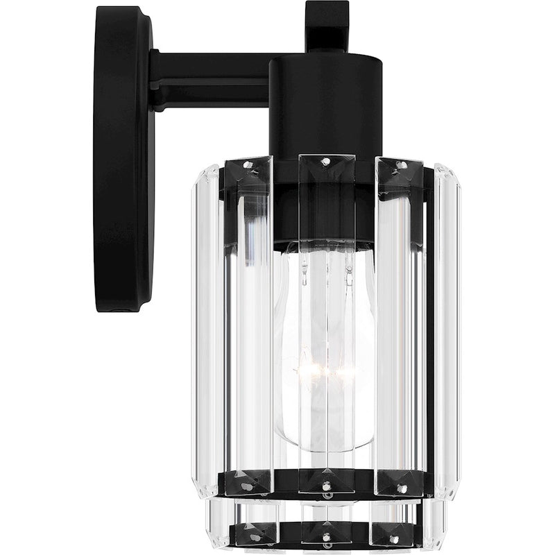Quoizel Isla 12.5in 2-Light Vanity Light | Modern Matte Black and Clear Crystal Glass | Bathroom Vanity | 12.5 x 5.5 x 8 in | Model PCILA8612MBK