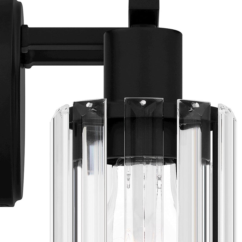 Quoizel Isla 12.5in 2-Light Vanity Light | Modern Matte Black and Clear Crystal Glass | Bathroom Vanity | 12.5 x 5.5 x 8 in | Model PCILA8612MBK