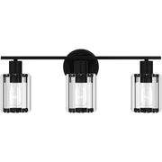 Quoizel Isla 3 Light Bath Light, Black/Clear Beveled Crystal