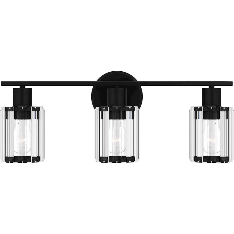 Quoizel Isla 3 Light Bath Light, Black/Clear Beveled Crystal
