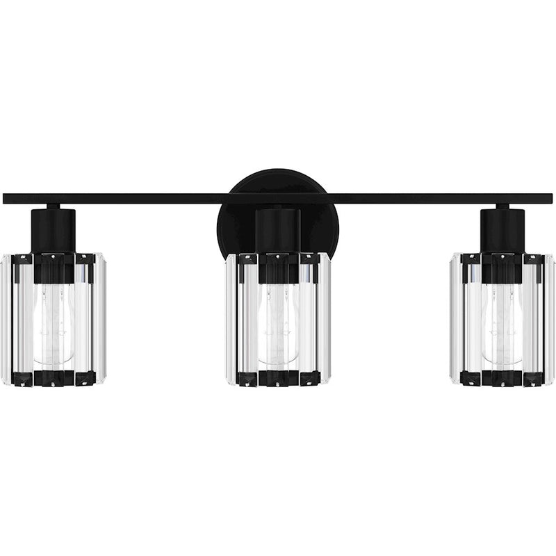 Quoizel Isla 3 Light Bath Light, Black/Clear Beveled Crystal