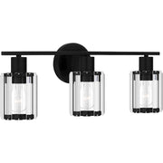 Quoizel Isla 3 Light Bath Light, Black/Clear Beveled Crystal