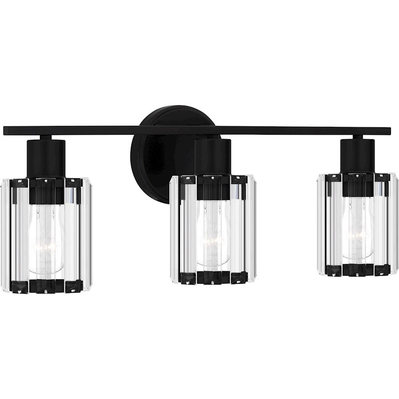 Quoizel Isla 3 Light Bath Light, Black/Clear Beveled Crystal