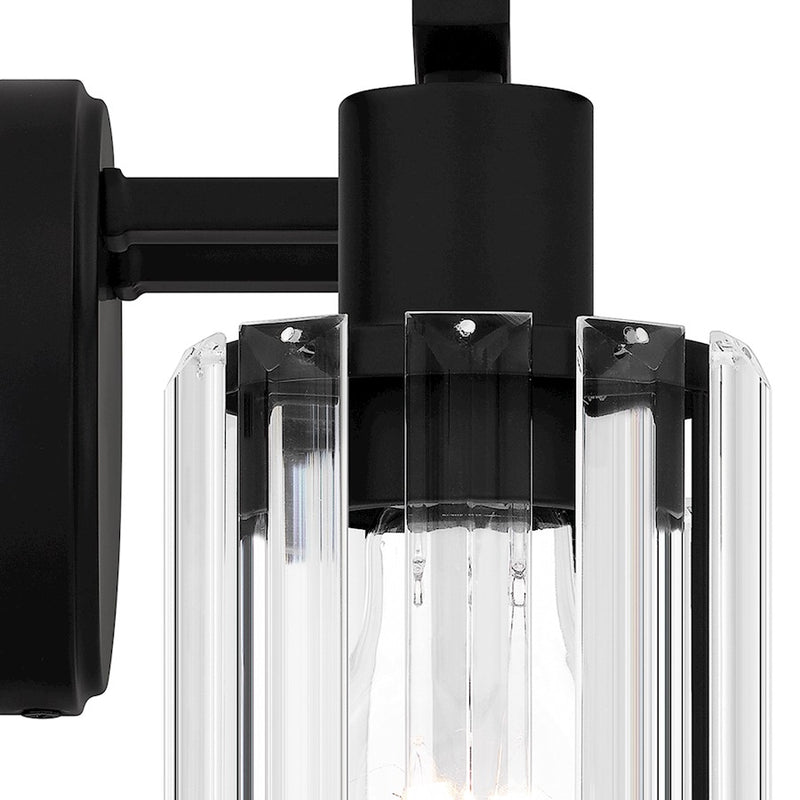 Quoizel Isla 3 Light Bath Light, Black/Clear Beveled Crystal