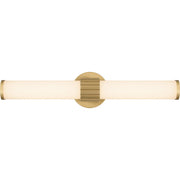 Quoizel Kaye 22in Integrated LED Bath Light | Modern Aged Brass and Clear Etched Glass | Bathroom Vanity | 22.5 x 4.25 x 4.75 in | Model PCKAY8522AB