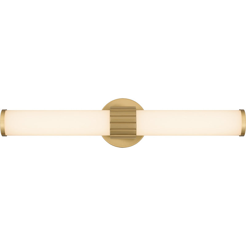 Quoizel Kaye 22in Integrated LED Bath Light | Modern Aged Brass and Clear Etched Glass | Bathroom Vanity | 22.5 x 4.25 x 4.75 in | Model PCKAY8522AB